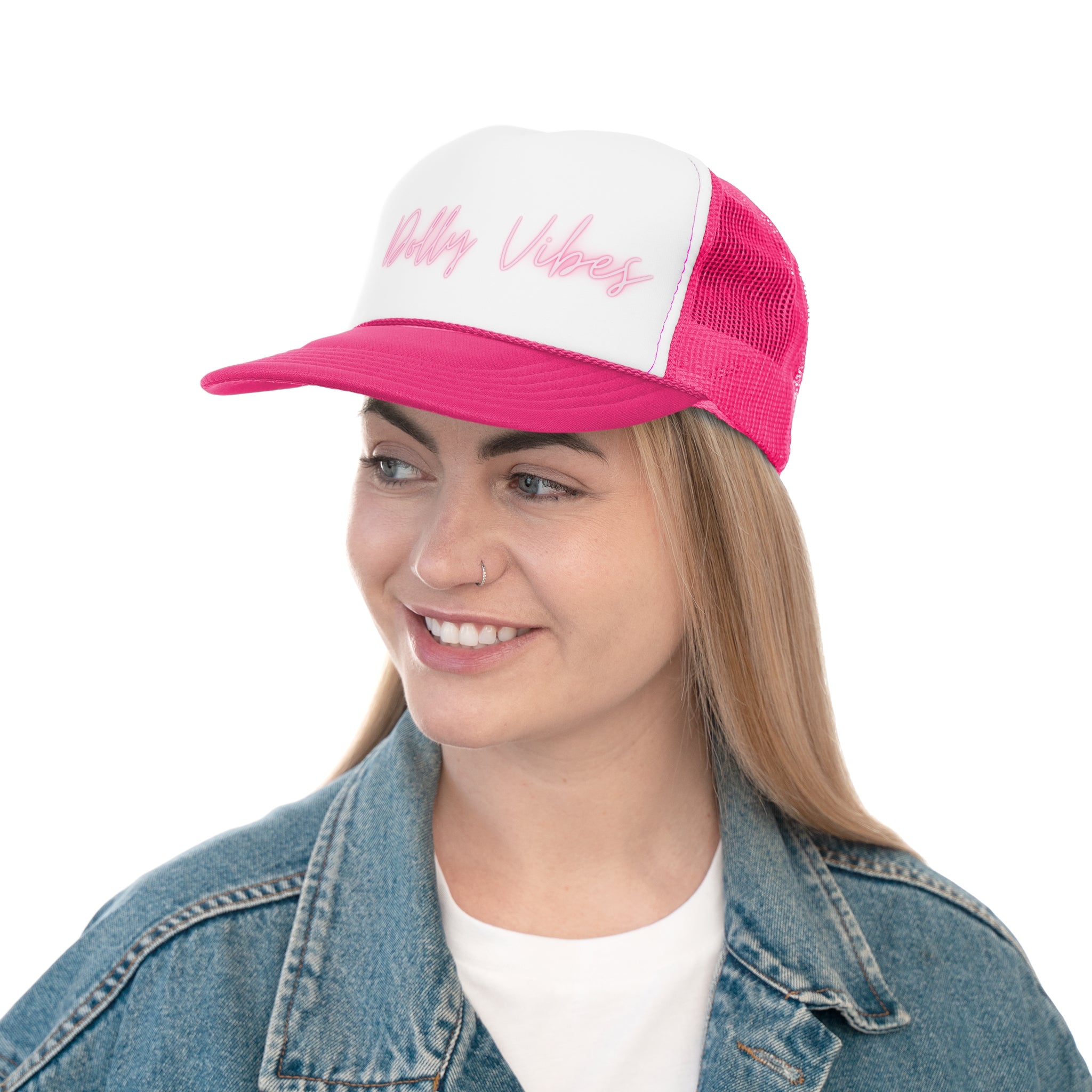 girl wearing Dolly Vibes Trucker Hat